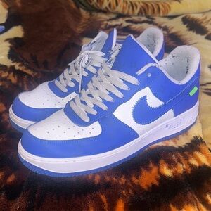 Louis Vuitton Custom Air Force 1 Blue and White Sneakers